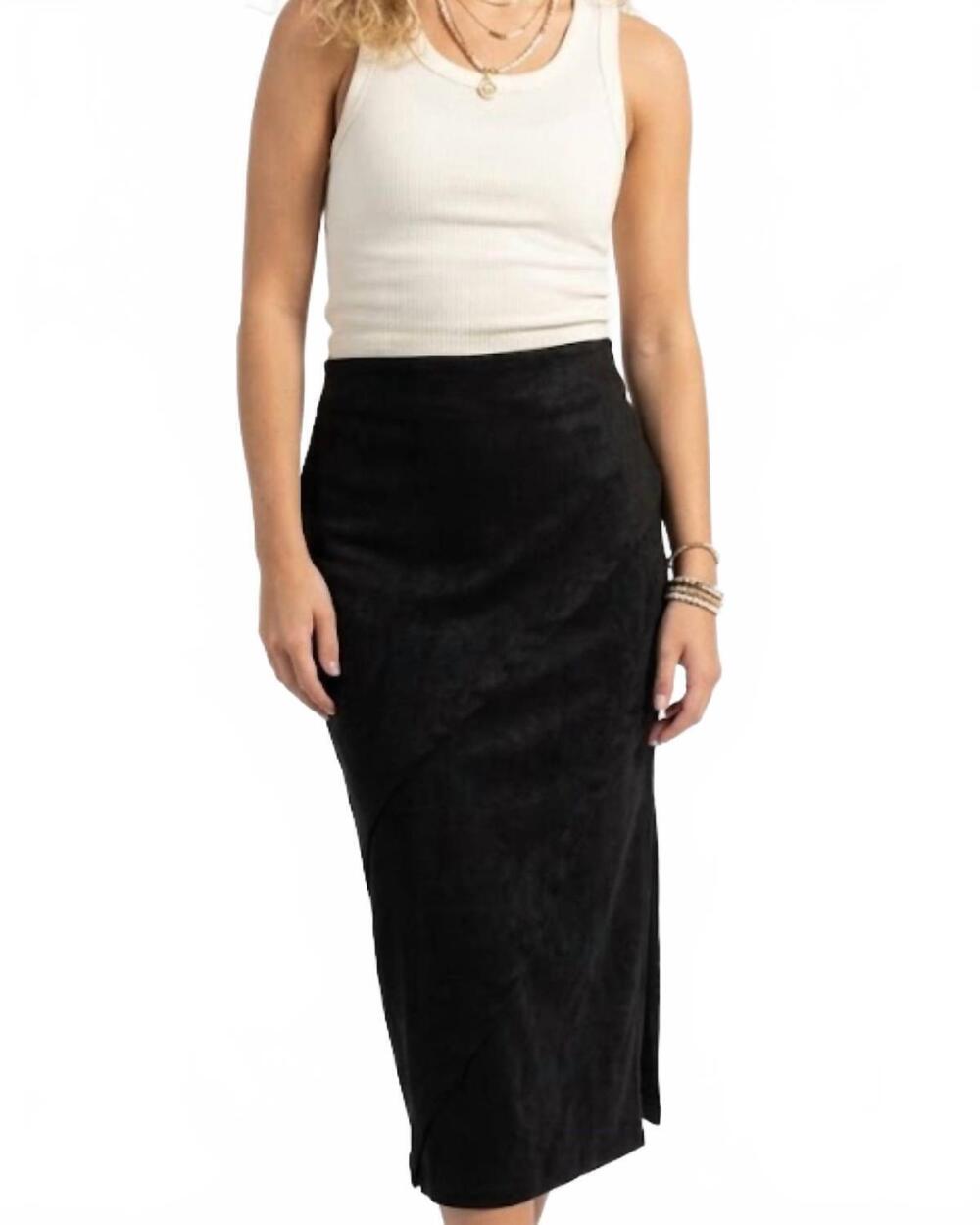 NEW THML faux suede riding skirt in black